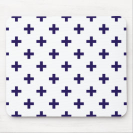 Mousepad Marinho azul polka cruza em branco