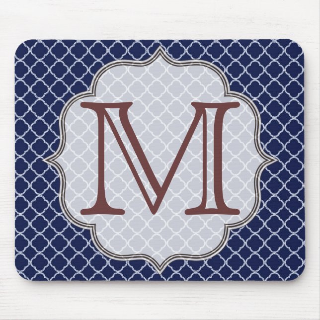 Mousepad Marinho Azul Triterfoil Latti Monograma Mouse (Frente)