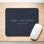 Mousepad Marinho Azul White Modern Elegant Professional Cla<br><div class="desc">Marinho executivo de luxo personalizado Blue and White Minimalist Business Mousepad (Mouse Pad) com tipografia branca para os monogramas adicione seu próprio nome e profissão ou título de trabalho. A Placa de Nomes Profissionais de Negócios pode ser personalizada com seu nome e cargo. Entre em contato com o designer para...</div>