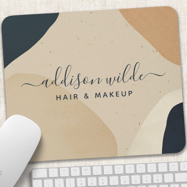 Mousepad Marinho bege Abstrato azul moderno forma neutro (Criador carregado)