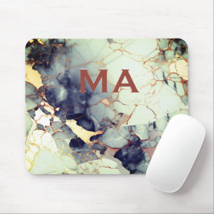 Mousepad Marinho bege de luxo falso dourado mármore-arte