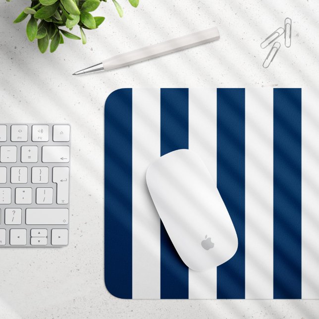 Mousepad Marinho Blue Stripes, White Stripes, Padrão Stripe (Criador carregado)