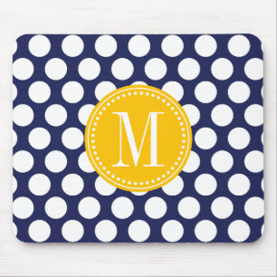 Mousepad Marinho & bolinhas grandes do verde amarelo