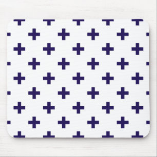 Mousepad Marinho cruz polka azul sobre branco