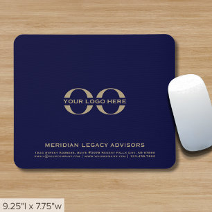 Mousepad Marinho de logotipo da empresa Dourado azul