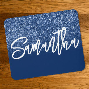 Mousepad Marinho de luxo - Ombre Azul de Brilho Personaliza
