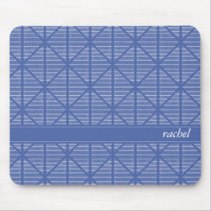 Mousepad Marinho de Padrão de Diamante e Faixa/Nome Person