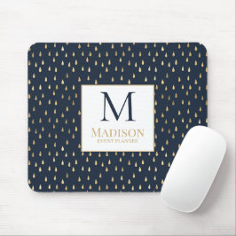 Mousepad Marinho Dourado Raindrop Modern Trendy Monograma