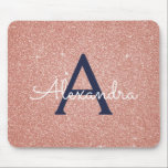 Mousepad Marinho Dourado rosa Blue Sparkle Glitter Monogram<br><div class="desc">Cor-de-rosa-claro - Rosa Dourado e Marinho Azul-brilho Nome Monograma Monograma Mousepad. Este Mousepad pode ser personalizado para incluir seu primeiro nome.</div>