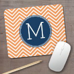 Mousepad Marinho e Cavalos Laranja com Monograma Personaliz<br><div class="desc">Um design de pré-disquete em cores frescas e alegres. Se precisar ajustar os monogramas,  clique no botão personalizar e faça alterações.</div>