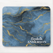 Marinho Elegante Blue Agate Geode Marble Monograma