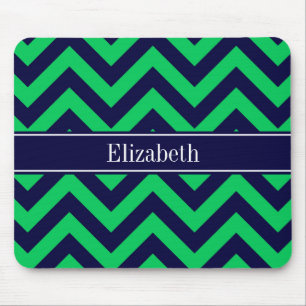 Mousepad Marinho Emerald LG Chevron Marinho Blue Name Monog