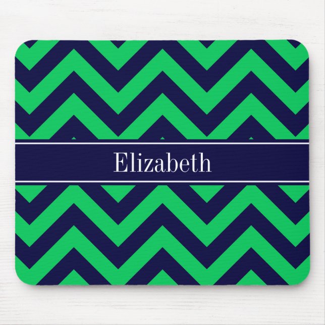 Mousepad Marinho Emerald LG Chevron Marinho Blue Name Monog (Frente)