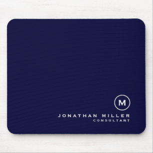 Mousepad Marinho Mínimo Clássico Monograma Azul