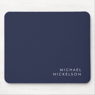 Mousepad Marinho preto moderno e mínimo azul   Adicione seu
