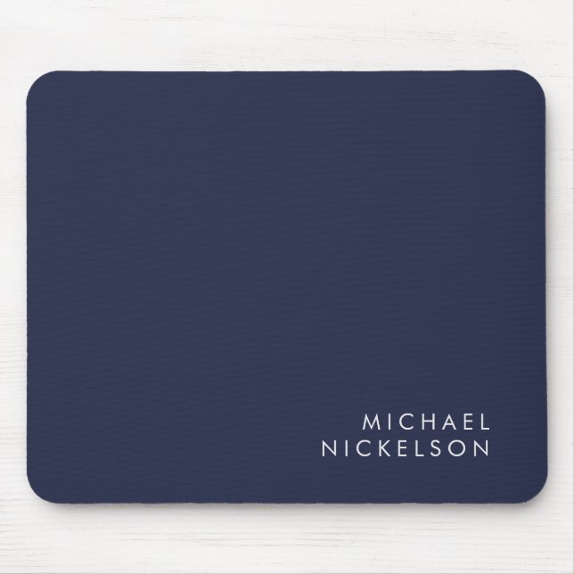 Mousepad Marinho preto moderno e mínimo azul | Adicione seu (Frente)