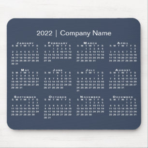 Mousepad Marinho Simples Branco 2022 Calendário Nome da Em