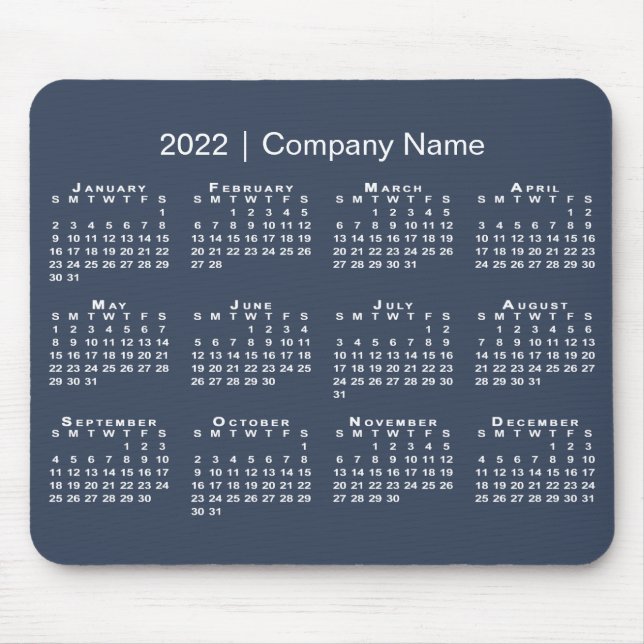 Mousepad Marinho Simples Branco 2022 Calendário Nome da Emp (Frente)