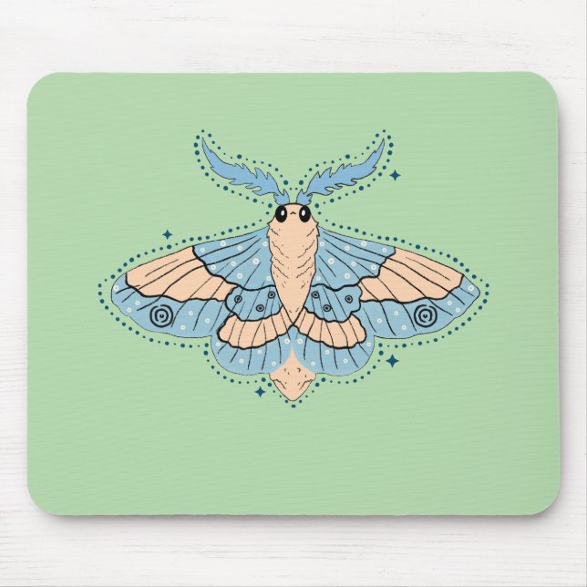 Mousepad Mariposa Celestial Caprichosa — Azul Suave e Pêsse (Frente)
