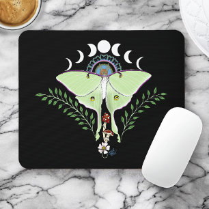 Mousepad Mariposa Lunar Etérea Verde Mística Celestial