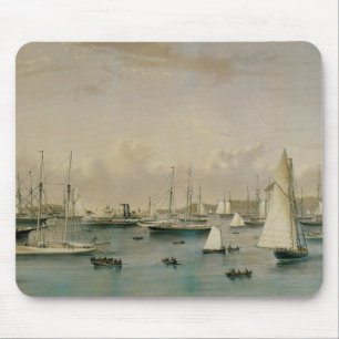 Mousepad Marítimo Antigo, Esquadra de Iates no Porto de New