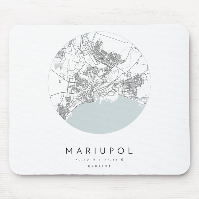 Mousepad Mariupol Ucrânia Coordenadas Mapa Cidade Natal  (Frente)