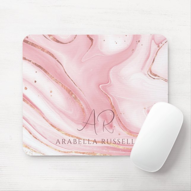 Mousepad Mármaco Dourado brilhante, cor-de-rosa, personaliz (Com mouse)