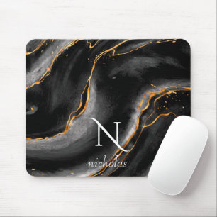 Mousepad Mármaco Dourado de brilho na noite escura personal