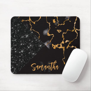 Mousepad Mármaco Negro e Glitter