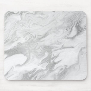 Mousepad Mármore abstrato do branco de Carrara das cinzas