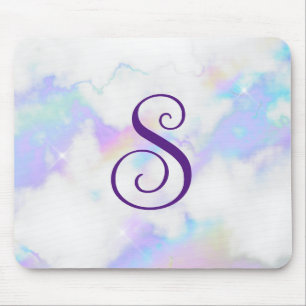 Mousepad Mármore Arco-Íris Iridescente Brilhante Monograma
