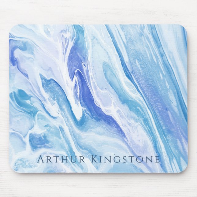 Mousepad Mármore azul de paisagem turquesa personalizável (Frente)
