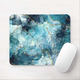 Mousepad Mármore azul e dourado