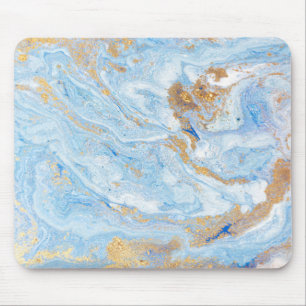 Mousepad Mármore Azul Resplandecente Dourado