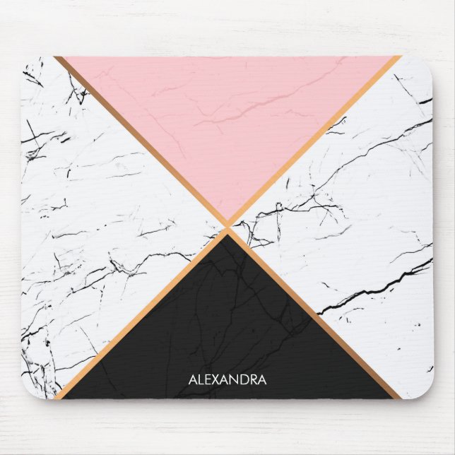 Mousepad Mármore Branco Com Linhas De Ouro (Frente)