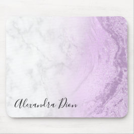 Mousepad Mármore branco de relva roxa elegante