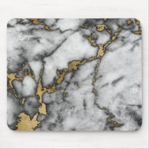 Mousepad Mármore branco Dourado preto cinzento preto míni