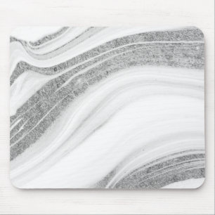 Mousepad Mármore Branco Resplandecente Prata Brilho