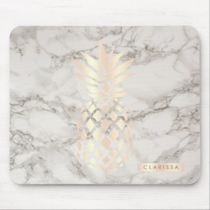 Mousepad Mármore cor-de-rosa do abacaxi do ouro do cobre