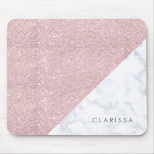 Mousepad Mármore cor-de-rosa feminino elegante do branco d