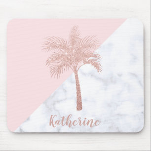 Mousepad Mármore cor-de-rosa feminino elegante do branco da
