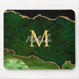 Mousepad Mármore de Ágata Verde e Dourado