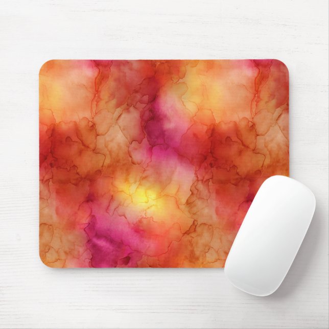 Mousepad Mármore de Tinta Alcoólica Laranja Rosa (Com mouse)