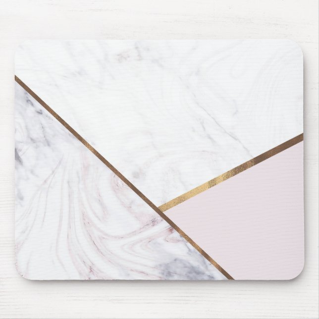 Mousepad Mármore em Tom de Rosa e Bronze Rosa Bege Glam (Frente)