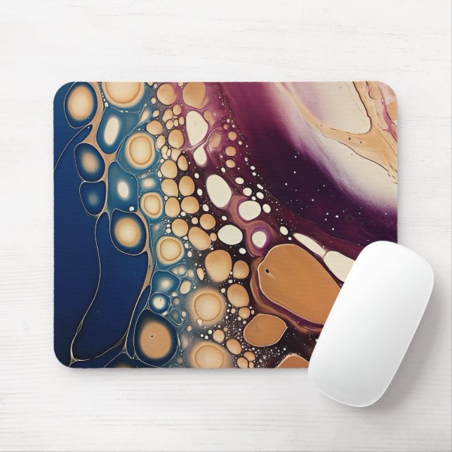 Mousepad Mármore Fluido Celestial em Ouro Meia-Noite (Com mouse)