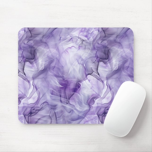 Mousepad Mármore Fumaça Fluido Roxo Lavanda (Com mouse)