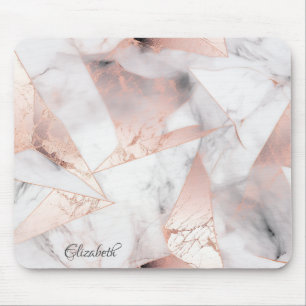 Mousepad Mármore Geométrico Dourado Rosa Tendência