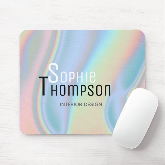 Mousepad Mármore líquido holográfico moderno (Com mouse)