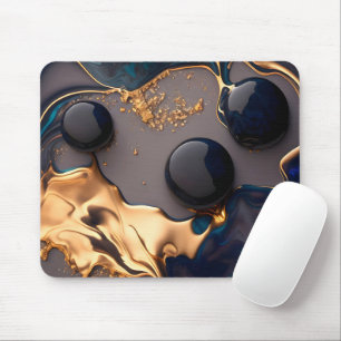 Mousepad Mármore Líquido Ouro à Meia-Noite