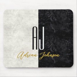 Mousepad Mármore Monograma Ouro Preto